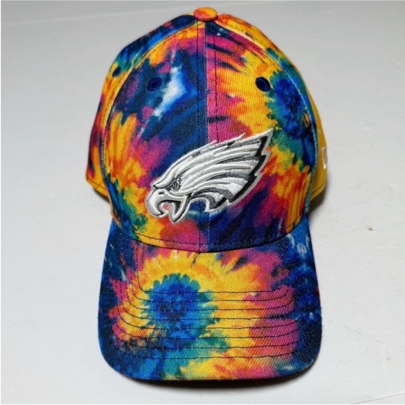 Philadelphia Eagles New Era 2020 Crucial Catch Intercept Cancer Tie Dye Hat - Picture 1 of 9